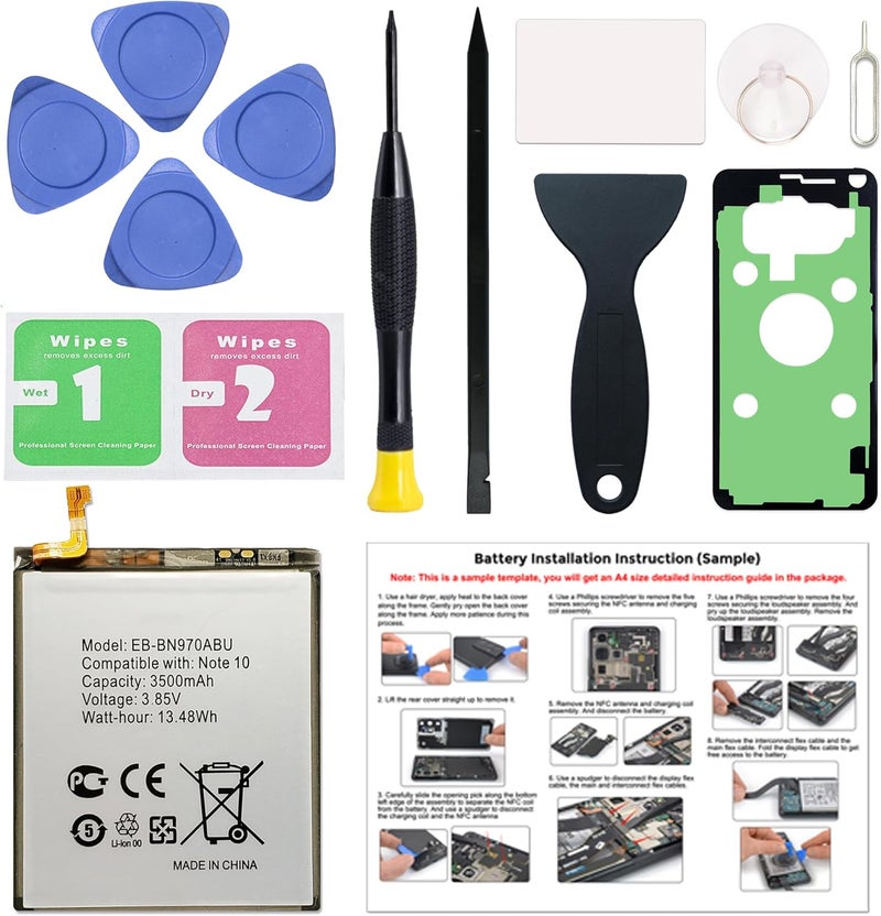 MAXSHARKS New Upgraded Battery for Galaxy Note 10, EB-BN970ABU Replacement Battery Compatible with Samsung Galaxy Galaxy Note 10, with Repair Tools & Instruction - Image 1